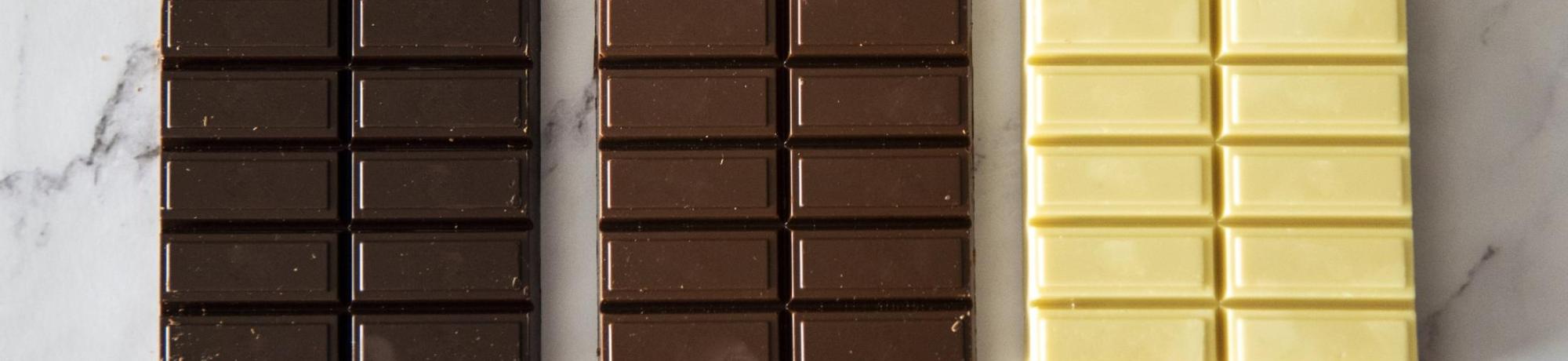 row of different chocolate bars